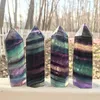 Decorative Figurines Objects & Beautiful 1PC Natural Colored Fluorite Healing Stone Wand Obelisk Energy Pyramid Love Quartz Crystals