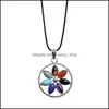 Pendant Necklaces Seven Chakra Men And Women Gemstone Amethyst Rose Crystal Yoga Treatment Healing Jewelry Drop Delivery Pendants Dhpn5