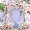 Flores decorativas boda de lujo rosa flor pared arco escena decoración telón de fondo colgante esquina Floral Artificial fila mesa bola