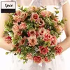 Decorative Flowers 5pc/lot Artificial Flower Italian Curling Rose Silk Bouquet Wedding Shooting Props Fake Home Decoration