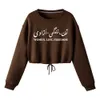 Womens Hoodies Sweatshirts Woman Life Freedom Crop Top Sweatshirt Casual Drawstring Long Sleeve Female Tops 230227