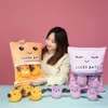 Plush Dolls Pudding Bag Food Toy Mini Animals Balls Yellow Chick Cat Dinosaur Pink Bunny 8 pcs Snack Zipper Bag Decor Pillow Cushion Girls 230227