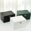 Ювелирные коробки три слоя ретро высококачественные ювелирные коробки PU с серьгами для кольца кольцевой браслет корпус зеленые цвета 230228