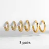 3 пары/комплект панк геометрические большие маленькие серьги-кольца для женщин мужчин золотого цвета металлическая цепочка круглые серьги Huggie