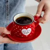 Tasses soucoupes japonais créatif coeur tasse à café avec soucoupe 170ml service à thé en céramique maison fête bureau vaisselle cadeau mignon pour amoureux