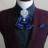 Nekbanden handgemaakte Britse stijl nieuwe diamanten bloem stropdas zakdoek set voor mannen bruiloft groomsman bowtie mode kleding accessoires j230227