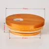 Factory Bamboo Cup Lid 70mm 86mm Reusable Wooden Mason Jar Lids with Straw Hole and Silicone Straw Valve