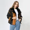 Women's Fur & Faux Winter Clothes Women 2023 Contrast Color Fashon Short Motorcycle Leather Jacket Real Shearling Sheepskin Coat MJF-SJ-04Wo