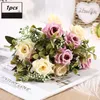 Decorative Flowers 5pc/lot Artificial Flower Italian Curling Rose Silk Bouquet Wedding Shooting Props Fake Home Decoration