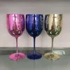 Wine Glasses 2Pcs Lot 16 Oz 4 Color Red Plastic Cup Electroplating Goblet Outdoor Camping Family Gathering Juice Champagne Glass 230228