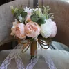 Decorative Flowers & Wreaths Wedding Bouquet Bridal White Pink Artificial Rose Bridesmaid Decoration SuppliesDecorative