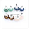 Stud 12X7Mm Natural Stone Earrings Healing Crystal Rose Quartz Ball Beads Stainless Steel Fashion Ear Jewlry For Women Girl Wholesal Dhu9O