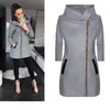 Women's Jackets Womens Winter Jacket Coat Fashion Women Zipper MidLength For Spring Fall Solid Color Long Sleeve Hooded Dropship 230228