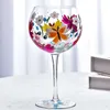 Tumblers 610ml İskandinav Renkli Şaraplar Yaratıcı El Boyalı Çiçekler Desen Kırmızı Kupa Düğün Goblet Kristal Şampanya İçecek Sware 230228