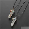 Colliers pendants Chakra Gemstone Tree of Life Wire Emballage Natural Clear Quartz Healing Crystal Point Collier Mothers Fay Gift Dro Dhnsz