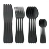 Dijksets Zwart zilverware Set bestek Keermessen Fork Coffee Dessert theelepels Roestvrij staal Floet Keuken Home Tafelware