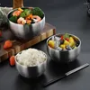Skålar kök 304 rostfritt stål skål dubbel lager koreansk stil soppa ris anti-scaling sallad ramen containrar köksredskap