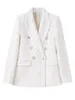 Ternos femininos Blazers bege tweed feminino blazer office lady lady cor sólida cor de peito duplo de casaco casual garotas streetwear 230228