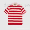 Men's Polos designer short-sleeved high men's red apricot striped polo shirt g family cotton 789I