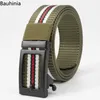 Belts Business Alloy Automatic Buckle Nylon Belt Winter Leisure Sports Single Circle Stripe High Quality 125 4CM