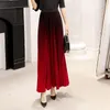 Skirts Autumn Golden Velvet Gradual Change Pleated Skirt A-line Fashion Elegant Versatile For Women