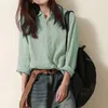 Women's Blouses Shirts Spring Autumn Fashion Solid Cotton Linen Casual Shirt Women Polo-neck Elegant Button Up Blouse Oversized Top Cardigan Blusa 230228