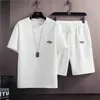 Men's Tracksuits Summer T-shirt shorts 2-piece white men's 3D letters retro street clothing creative pattern men's shorts set Z0224