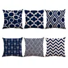 홈 장식 소파 쿠션 네이비 블루 만달라 기하학적 베개 쿠션 커버 장식 베개