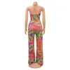 Frauen Jumpsuits Strampler Designer aushöhlen Sexy Sommer Digitaldruck Schnürbrust Wrap Overall Hosenanzug zh2843 Modekleidung