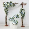 Decorative Flowers Artificial Blue Green Plant Rose Floral Outdoor Wedding Backdrop Arch Deco Hang Flower Row Arrangement Party Floor Ball