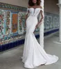 Sexy Mermaid Wedding Dresses Long Sleeves Deep V Neck Lace Pearls Appliques Sequins Beaded Floor Length Diamonds 3D Lace Pearl Elegant Bridal Gowns abiti da sposa