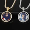 Pendentif photo circulaire double face rotatif à mémoire hip-hop avec collier à cadre hip-hop Chaoren en zircon micro-serti