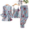 Dames slaapkleding dames 3 -koppig gewaad cami broek pyjama set pyjama slaapkleding pyjama set lange mouw gewaden vrouwelijke bloemen pyjama's pak 230228