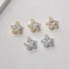 Colares de pendentes 2pcs 14 12 mm com brincos de estrela de zircão, fazendo com que mulheres encantadores banhados a ouro para jóias acessórios de latão diy