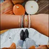 Charm Bracelets 5Pcs Layered Set Stackable Wrap Bohemian Daisy Leather Cord Bracelet Adjustable Bead Female Girl Drop Delivery Jewelr Dhxro