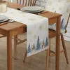 Table Runner Christmas Winter Tree Snowflake Elk Wedding Party Decoration Kitchen cloth Placemats Centerpiece 230227