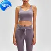 Ropa de gimnasia Mujeres Alinear Camisetas sin mangas Yoga Sujetador deportivo Camis A prueba de golpes de alta resistencia Correr Ropa interior de fitness Entrenamiento U Volver Chaleco Sexy Padded2ESSESS