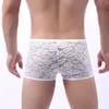 Caleçon boxeurs slips pour hommes Pack couleur unie Sexy respirant taille basse tricoté dentelle Boxer hommes sous-vêtements en coton