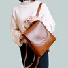 Genuine Leather Women Rucksack Knapsack Shoulder Cross Body Bags Female Fashion Lady Oil Wax Cowhide Daypack Backpack 230223