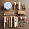 Drums Percussion Log Percussion Instrument Set Toy Wooden Sand Hammer Drum Double Sound Tube Beginner Music Teaching Aids For Preschool Children 230227