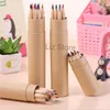 12 Colors Drawing Pencil Students Art Sketch Painting Pencil Kraft Paper Canister Colorful Pen Children Drawings Supplies TH0632