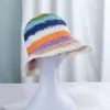 Wide Brim Hats 2022 Womens Straw Rainbow splicing Hats cool Panamas UV Protection Sun Visor Beach Hats Women Visors Foldable Female sun hat G230227