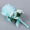 Män simulering siden rose blomma boutonniere brosch bröllop brud rose brosch festival bankett blomma bröstpin bröllop dekor broche boutonniere de flor rosa