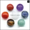 voiture dvr Pierre 12Mm 16Mm 20Mm Boule Ronde 7 Chakras Ensemble Naturel Yoga Méditation Ornements Perles Guérison Énergie Charmes Cristal Décoration Cadeau Dhtip