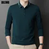 Polos masculinos de melhor graça de moda de luxo, camisa pólo pólo masculino casual slim fit coreano tops de manga longa masculina roupas 230228