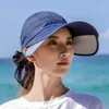 Wide Brim Hats Women's Sun Hat Cycling Breathable Visor Caps Female Scalable Brim Empty Top Baseball Cap Wide Brim Cap UV Protection Beach Hats G230227