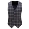 Men's Suits & Blazers Brand Spring And Autumn Suit Set Plaid Three-piece Brown Gorgeous Jacket Vest Trousers Business Casual Men