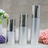Parfümflasche Silber Airless Flaschen Vakuumpumpenflasche für Kosmetikbehälter 100 teile/los 15 ml 30 ml 50 ml