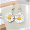 Charm Daisy Flower Earrings Bright Colorf Målning Cabochon Dingle For Women Jewelry Gold Color Passale Drop Delivery Dhabg