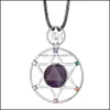 Anhänger Halsketten Sterling Silber Hexagramm Stern Halskette Geschliffener Kristallstein David Sterne Schild Hexagramme Doppelschicht Diamant Schmuck D Dh6Hy